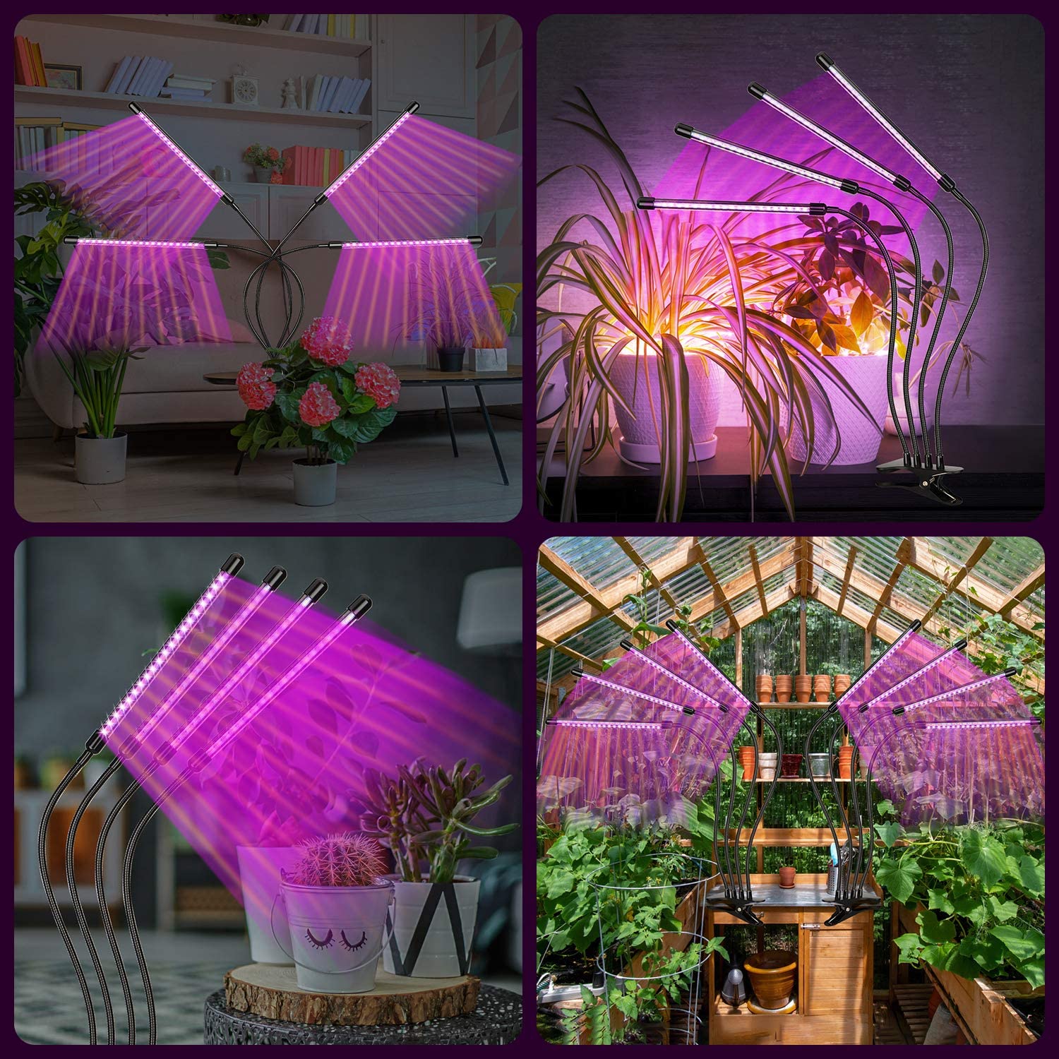 360º Φωτιστικό 80w LED Ανάπτυξης & Καλλιέργειας Φυτών Full Spectrum 4 x Λάμπα Θερμοκηπίου Εσωτερικού Χώρου - Plant Grow Panel Light